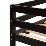 Majnesvon Twin Over Twin Low Bunk Bed with Safety Guardrail, Climbing Ladder, Easy to Assemble, Saving Space, Bed Bedroom Storage Guard Rail Ladder(Espresso) Majnesvon