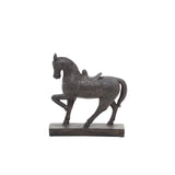 Deco 79 Polystone Horse Decorative Sculpture Home Decor Statue, Accent Figurine 9" x 3" x 9", Brown Deco 79
