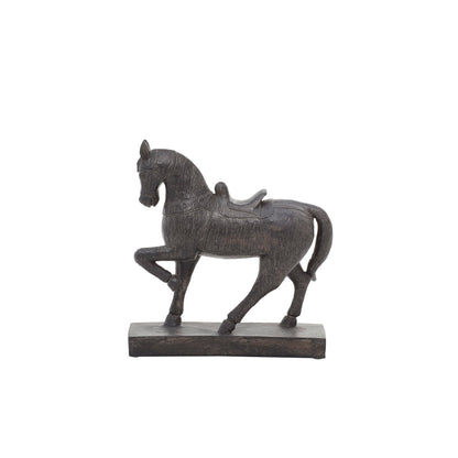 Deco 79 Polystone Horse Decorative Sculpture Home Decor Statue, Accent Figurine 9" x 3" x 9", Brown