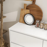 Panana Modern 6 Drawer Double Dresser, Wood Wide 6 Chest of Drawers with Deep Drawers Floor Storage Lateral Drawer Cabinet Organizer for Living Room Bedroom Home Office (White) Panana