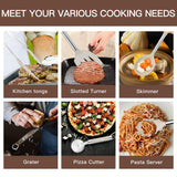 Kitchen Utensils Set-Silicone Cooking Utensils-33pcs Non-Stick Silicone Cooking Kitchen Utensils Spatula Set with Holder-Best Kitchen Cookware with Stainless Steel Handle (Khaki) BESTZMWK