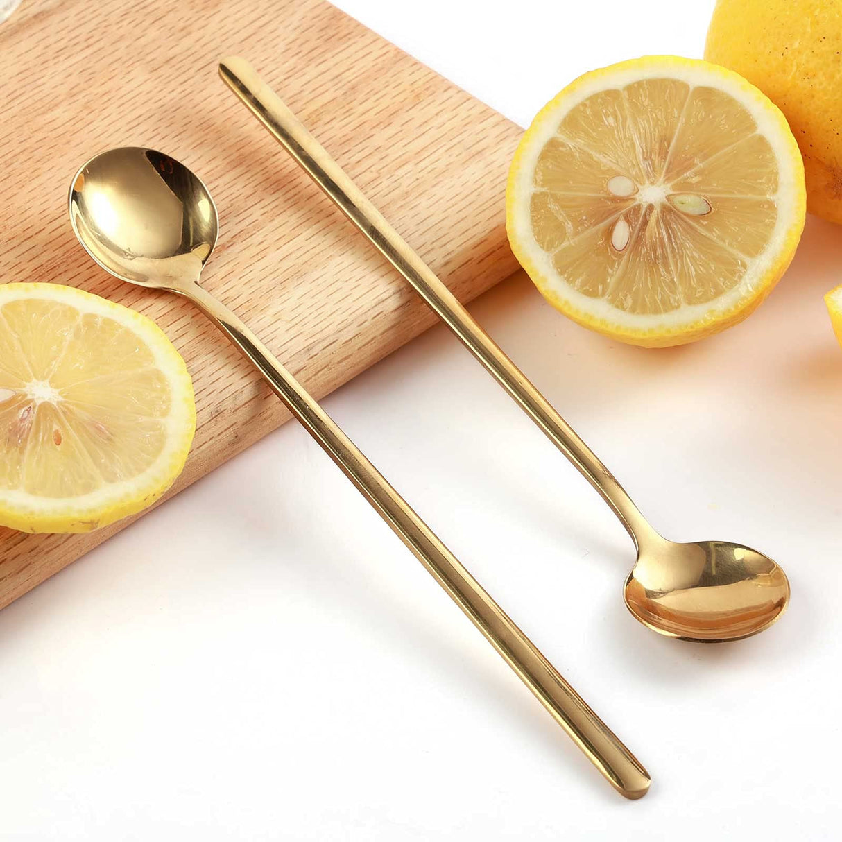 4 PCS 6.7 Inches Coffee Spoons, Stirring Spoons, Tea Spoons Long Handle, Gold Teaspoons, Gold Spoons, Ice Tea Spoons, Long Spoons for Stirring, Gold Espresso Spoons Stainless Steel GENRICE