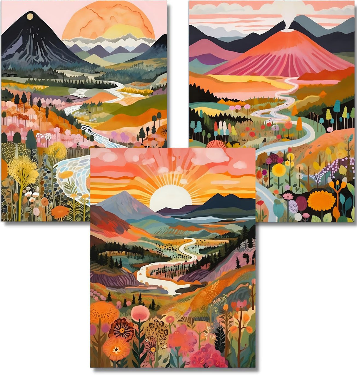 ARPADAMO 3 Pack Diamond Kits for Adults,5D Boho Diamond Painting DIY Diamond Art Abstract Diamond Painting Art Kit for Adult,Round Full Drill Diamonds, Diamond Art Kit for Home Decor-12x16inch ARPADAMO