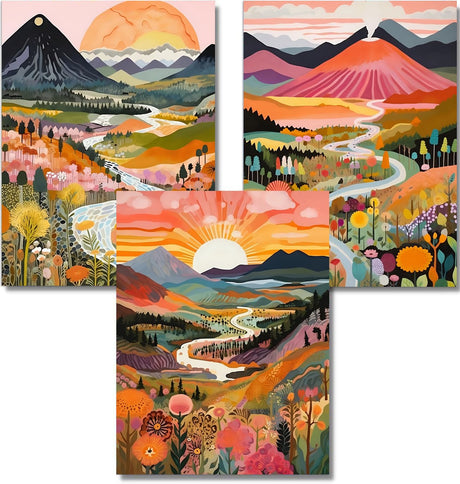 ARPADAMO 3 Pack Diamond Kits for Adults,5D Boho Diamond Painting DIY Diamond Art Abstract Diamond Painting Art Kit for Adult,Round Full Drill Diamonds, Diamond Art Kit for Home Decor-12x16inch ARPADAMO