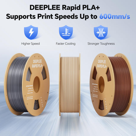 DEEPLEE Rapid PLA Plus Filament 1.75mm, High Speed 3D Printer Filament Up to 600mm/s, PLA+ Filament Dimensional Accuracy +/- 0.02 mm Fits Most FDM 3D Printer, Cardboard Spool Black 1kg Deeplee