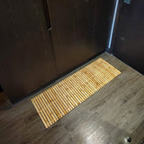 HJJKKH Bath Floor Mat,Floding Bamboo Wood Bath Mat,Bamboo Shower Mat,Roll-Up Bamboo Wood Bath Floor Mat,Foldable Teak Bath Mat for Bathtub,Shower,Sauna (15.7x47.2 inch) HJJKKH