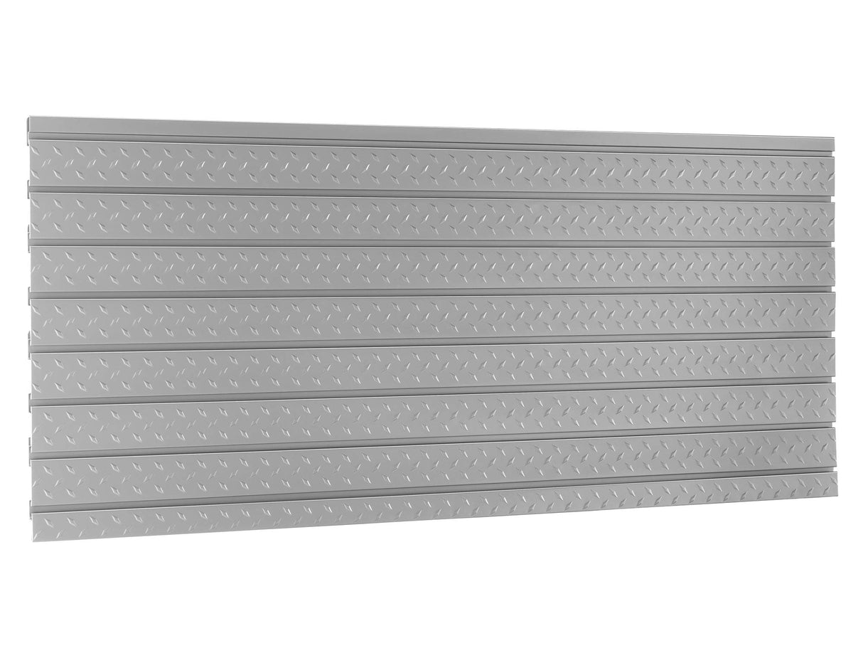 NewAge Products Pro Series 56-Inch x 24.5-Inch Diamond Plate Silver Slatwall Backsplash, Heavy Duty Steel Garage Wall Organizers, 51713 NewAge Products Inc.