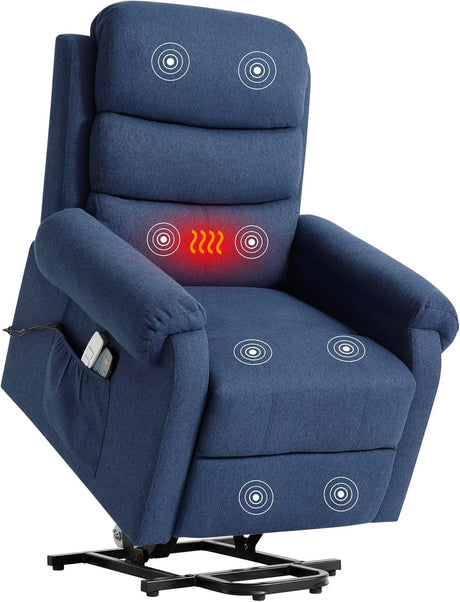 LOUVIXA Power Lift Recliner Chair Recliners for Elderly with Heat and Massage Recliner Chair for Living Room with Infinite Position and Side Pocket, USB Charge Port (Dark Blue) LOUVIXA