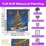 Christmas Tree Diamond Paintings Kits for Adults, Christmas Scenery Diamond Art Kits Full Drill Diamond Dots Paint with Diamonds Gem Arts and Crafts for Beginner Home Wall Decor WUSARPLY