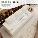 YOUDENOVA Sofa, 2 Piece Set Comfy Couch, 3 Seater & Loveseat Sofa with Deep Seats, Modern Sleeper Couch for Living Room, Beige Chenille YOUDENOVA