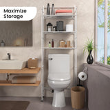 Home Zone Living Over The Toilet Bathroom Storage Organizer with 3 Tiers of Shelving Rack Space Home Zone Living
