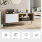 Novilla TV Stand for TV's up to 50 Inches, Television Stands and Shelves Entertainment Center with Storage Cabinets & Open Shelf, White Novilla