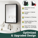 BOHMIROO 16x24 Inch Medicine Cabinet Mirror for Bathroom Recessed Medicine Cabinet with Mirror or Surface Wall-Mounted Aluminum Alloy Framed Bathroom Cabinet Mirror Black Metal BOHMIROO