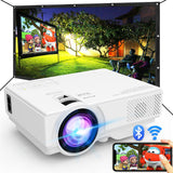 Projector with WiFi and Bluetooth, Upgrade Outdoor Projector, Mini Movie Projector Supports 1080P Synchronize Smartphone Screen by WiFi/USB Cable for Home Entertainment NISOO