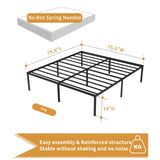 Hafenpo 14 Inch King Bed Frame - Sturdy Metal Platform with Under-Bed Storage and No Box Spring Needed Hafenpo