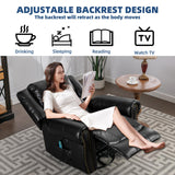 SOCIALCOMFY Swivel Rocker Recliner Chair with Heat and Vibration, 360° Swivel Glider Rocker Manual Reclining Chair, Massage Rocking Recliners with Side Pockets & USB Ports for Living Room, Black SOCIALCOMFY
