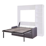 Full Size Murphy Bed Wall Bed with Sofa and Storage Shelves, White Merax