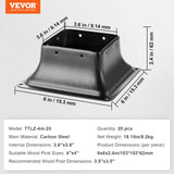 VEVOR 4x4 Post Base 20Pcs, Internal 3.6"x3.6" Heavy Duty Powder-Coated Steel Post Bracket Fit for Standard Wood Post Anchor, Decking Post Base for Deck Porch Handrail Railing Support VEVOR