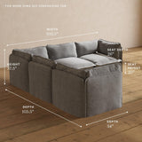 Anabei Modular Washable 5-Seater Corner Sectional in Ash | Deluxe+ Seat | Cloud Pillow Anabei