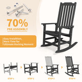 Mguio Outdoor Rocking Chairs Set of 2, Porch Rocker with High Back, Patio Rockers Set of 2, HDPE Weather Resistant Rocking Chairs for Patio, Garden, Backyard, 380lb Mguio