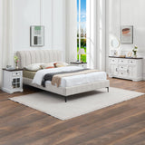 KHLJJU Farmhouse 5+2 White Dresser for Bedroom, Chest of Drawers for Bedroom with 5 wooden Drawers and 2 Cross Doors, Wood Dressers Storage TV Stand for Bedroom, Living Room KHLJJU