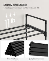 SONGMICS Shoe Rack, 3-Tier Shoe Storage Organizer, Metal Shoe Shelf, 12 to 15 Pairs Shoes, Stackable Shoe Tower for Living Room, Entryway, Hallway, Closet, Black ULSA13BK SONGMICS