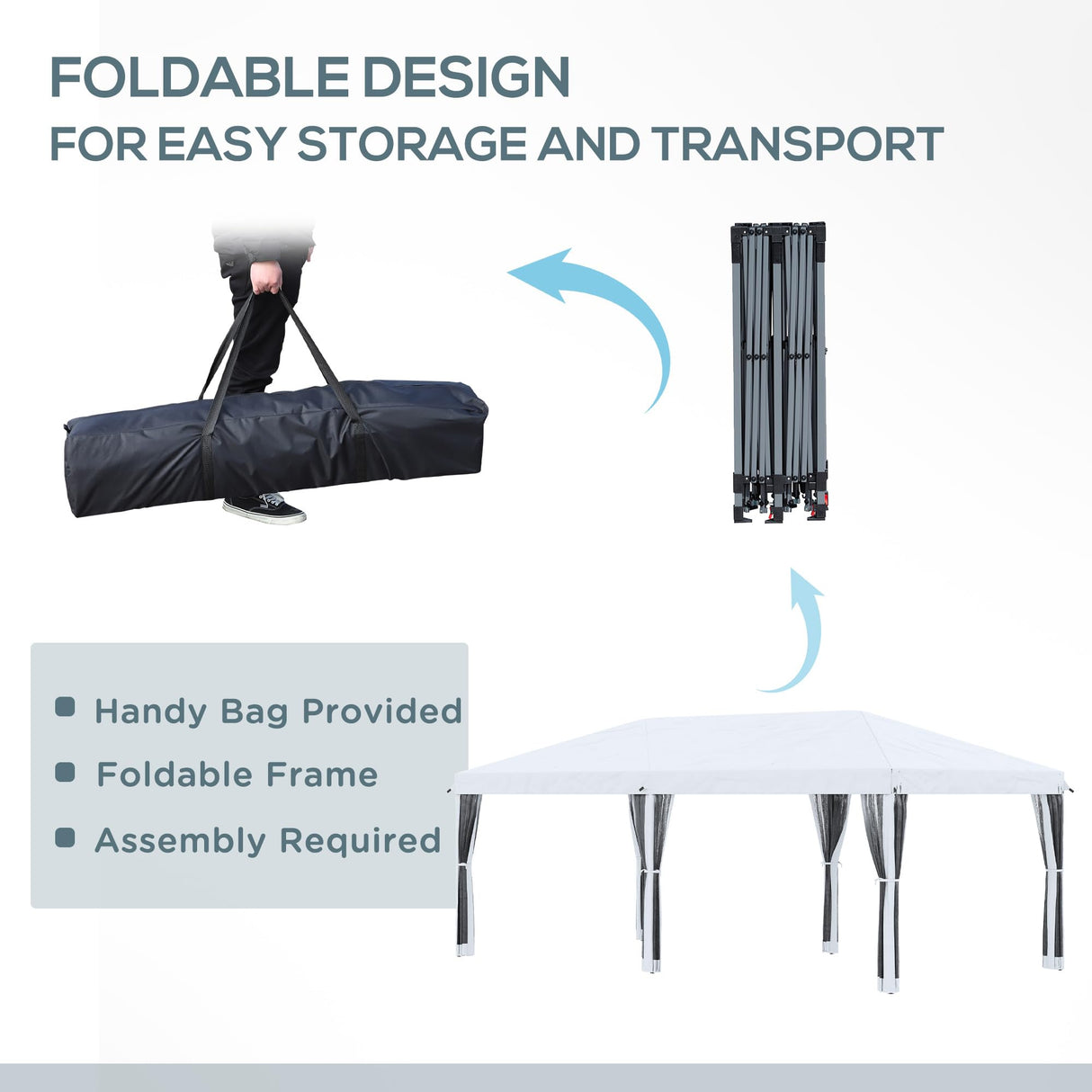 Outsunny 10' x 20' Pop Up Canopy Tent with Netting, Heavy Duty Large Party Tent, Instant Sun Shelter with Carry Bag for Backyard Garden Patio, Cream White Outsunny