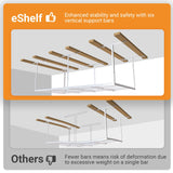 eShelf 4ftx8ft Overhead Garage Storage Rack, Heavy-Duty Metal Garage Ceiling Storage Rack, 22''-40" Adjustable Ceiling Drop-Down, 600 lb. Loading Weight Capacity, White eShelf
