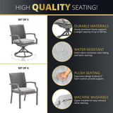 New Upgrade 7-Piece Rattan Patio Furniture Set, 76" Propane Fire Pit Table 50,000 BTU, 4 Dining & 2 Swivel Chairs Included, Cushion, CSA Certified, for Garden Backyard Outdoor Dining and Conversations Lokingrise