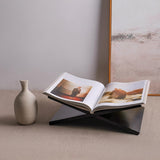 Solid Wood Book Stand - Large Cross Frame Black Oak Wooden Book Holder & Display for Coffee Table & Bible Book Stand, Open Book Stand - Premium Book Stand for Reading, Display & Cradle Stand for Table WoodArtSupply