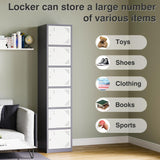 SISESOL Metal Locker Storage Cabinet with Doors and Shelves Metal Lockers with 6 Doors,71" Lockable Small Locker Storage Cabinet for Employees,School, Office, Home, Gym(White/Grey) SISESOL
