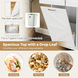 GOFLAME Kitchen Island Cart with Drop Leaf, Rolling Kitchen Cart on Wheels with Tilt Out Trash Can Cabinet, 2 Drawers, Storage Cabinet, Towel Rack & Spice Rack, Mobile Serving Trolley Cart, White GOFLAME