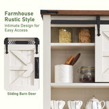 OKD Bathroom Wall Cabinet, Farmhouse Medicine Cabinet with Sliding Barn Door & Adjustable Shelves, Storage Cabinet Wall Mounted for Bathroom, Kitchen, Rustic Oak with Antique White OKD