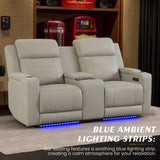 Neptane Dual Motor Power Reclining Loveseat with Wireless Charge, Power Loveseat Recliner Sofa with Adjustable Headrest/LED Light/Armrest Storage, Wall Hugger Couches for Living Room (Grey, 2 Seater) Neptane