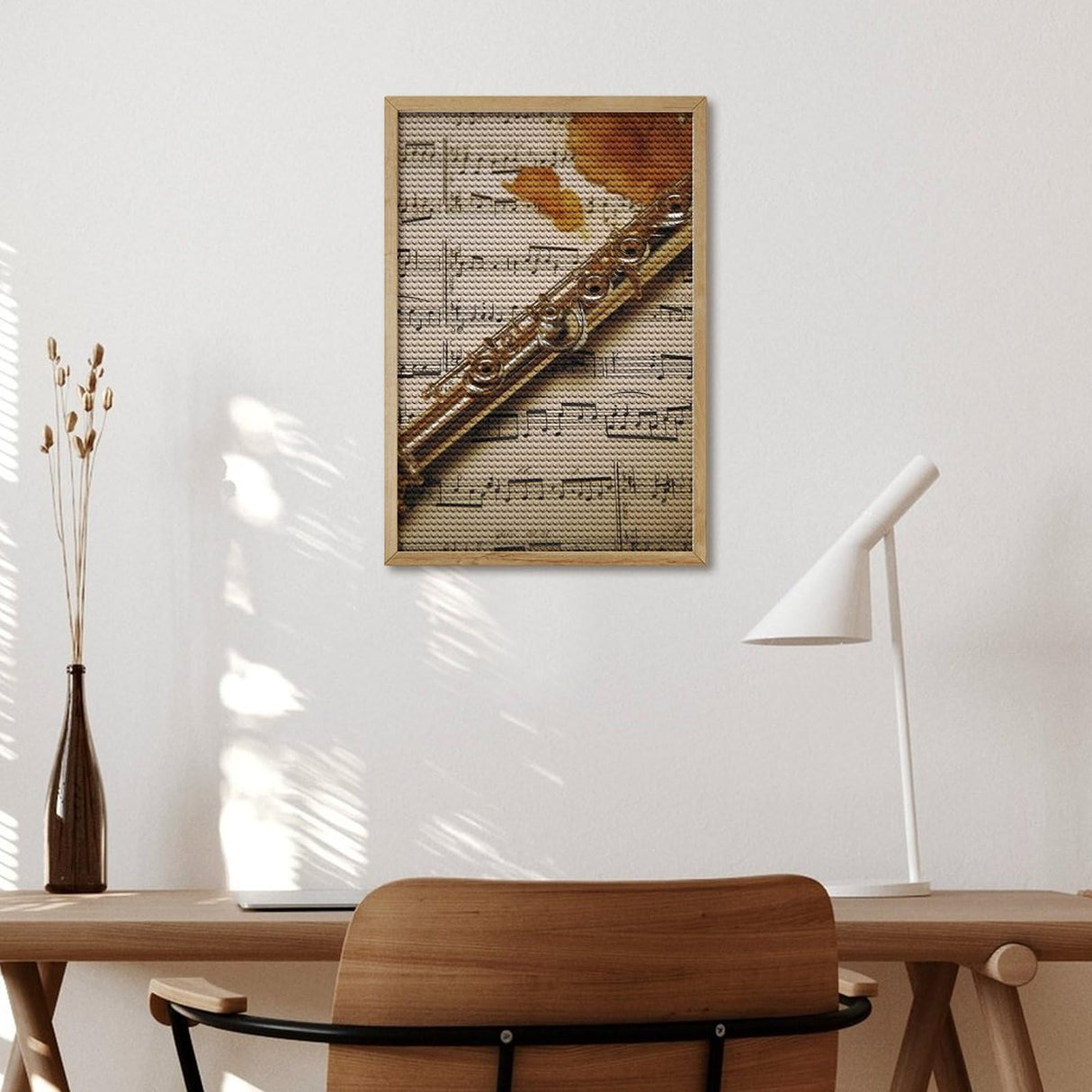 GHENBLT Flute Music 5D Diamond Painting Kits for Adults Beginners Large Round Diamond Art Painting DIY Full Drill Diamond Dots Wall Paintings Gem Art for Gift Home Wall Decor 8"x12" GHENBLT