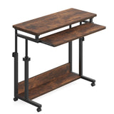 Tribesigns Portable Desk for Sofa and Bed, Height Adjustable Laptop Table Small Standing Desk Rolling Computer Cart with Keyboard Tray on Wheels for Home Office Tribesigns