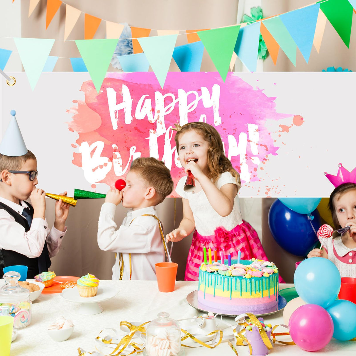 4 Pcs Sublimation Banners Blank, 2x6 Feet Large White Polyester Oxford Cloth Banner with Hanging Ropes, DIY Sign Banners for Painting, Writing, Indoor Outdoor Display and Party Decoration GCTWFYK