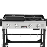 Royal Gourmet GD401 Portable Propane Gas Grill and Griddle Combo with Side Table | 4-Burner, Folding Legs,Versatile, Outdoor | Black 66 Inch Royal Gourmet