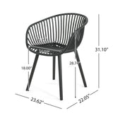 Christopher Knight Home Echoa 7-Piece Patio Dining Table Sets with Umbrella Hole, 63'' Table and Chairs Set for 6 People, Acacia Wood Table Plastic Chairs for Lawn Backyard Garden Deck, Black+Teak Christopher Knight Home