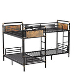 JIJIWANG Quad Bunk Bed for 4 Kids, Heavy Duty Metal Twin Bunk Bed Frame, Detachable Triple Bunk Bed, Can Be Divided Into 3 Twin Beds, Black JIJIWANG