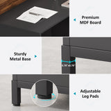 Condemo L-Shaped Reception Desk with LED Lights, 60 inch Modern Front Desk, Checkout Counter Table for Office, Lobby, Cafe, Beauty Salon, Black and Walnut Condemo