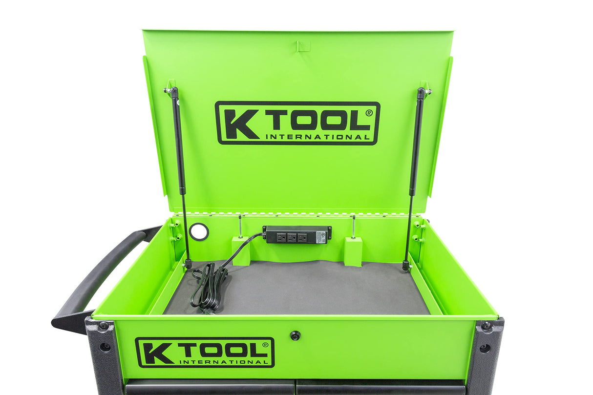 K Tool International 75121 35" Service Cart Tool Box for Garages, Repair Shops, and DIY, (4) Drawers, Locking Lid, (4) 5" Swivel Casters (2) with K Tool International