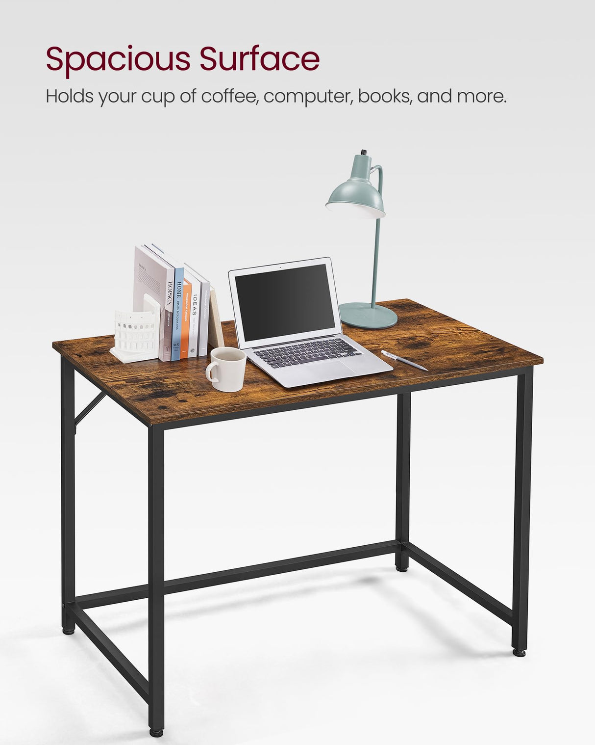 VASAGLE Computer Desk, Gaming Desk, Home Office Desk, for Small Spaces, 19.7 x 39.4 x 29.5 Inches, Industrial Style, Metal Frame, Rustic Brown and Black ULWD41X VASAGLE