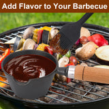Cast Iron Basting Pot with 2 Pcs Long Handle Silicone Brush for Grill, Smoker and Stove, BBQ Basting Set Ideal for Melting & Simmering Sauces, Butter, Mini Cast Iron Bowl for Outdoor Cooking Svailse