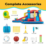 VIVOHOME 6 in 1 Bounce House for Kids, Big Swimming Pool Bouncy Castle with Slide, 15x14 FT Inflated Bouncer for Outdoor with Blower, Basketball, Climb, Srinkler, Water Pool, Water Gun VIVOHOME