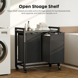 Sweetcrispy Laundry Hamper with 2 Pull-Out Removable Sorter Bags 2 × 13.1Gal (99L) Capacity, Movable Wheels, Freestanding Clothes Basket Organizer in Bathroom, Rustic Brown and Black Sweetcrispy