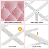 BTHFST Full Szie Girls Bed with LED Lights & Charging Station, Princess Full Size Bed Frame with Hidden Storage Headborad, Sturdy Platform Bed, No Box Spring Needed/Noise-Free/Easy Assembly, Pink BTHFST