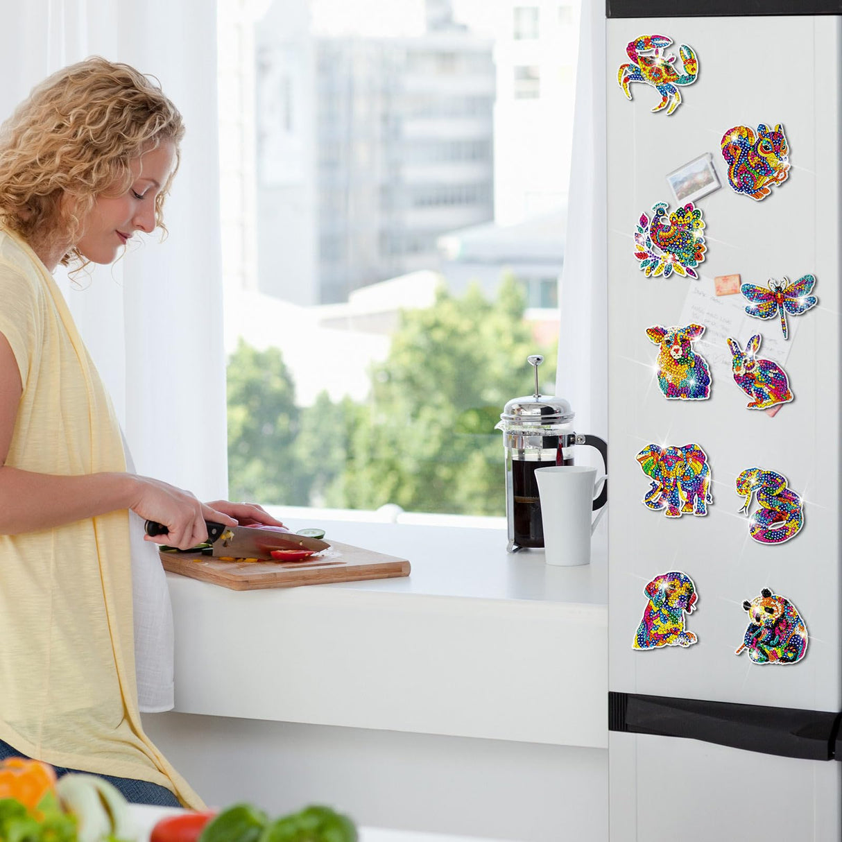 Remuuly 30 Pcs Diamond Painting Magnets Summer Diamond Art Magnet Kits for Adults Spring Flower Animal Cupcake 5D Rhinestones Refrigerator Magnetic Stickers for Fridge DIY Crafts Gifts(Animal) Remuuly