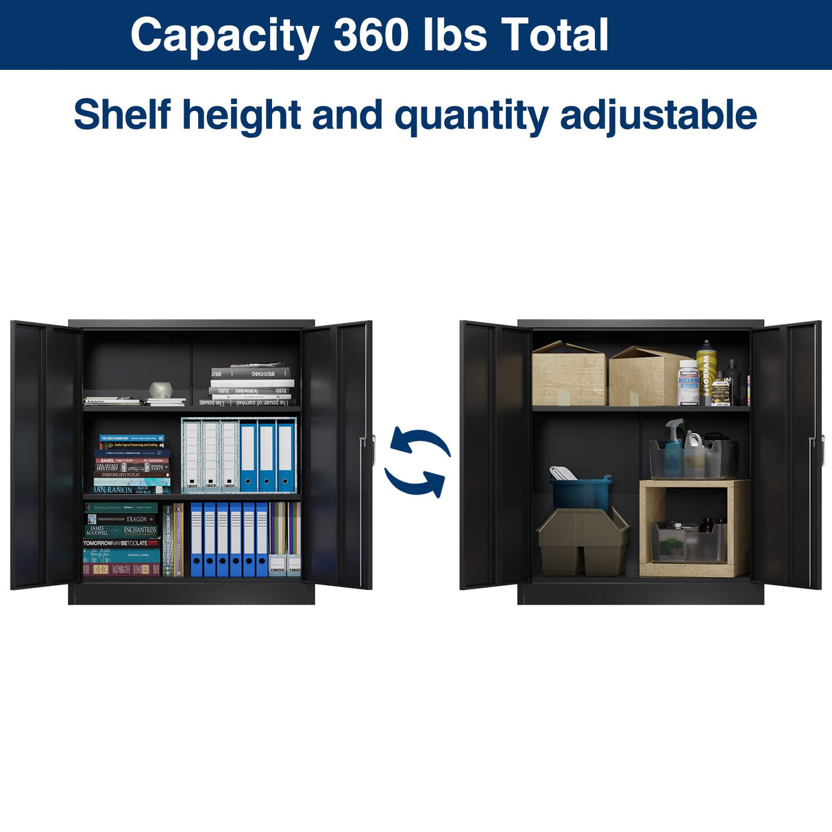 Aobabo Lockable Metal Storage Cabinet with Adjustable Shelves,Office File Cabinet for Secure Storage with 2 Doors,Black,Assembly Required Aobabo