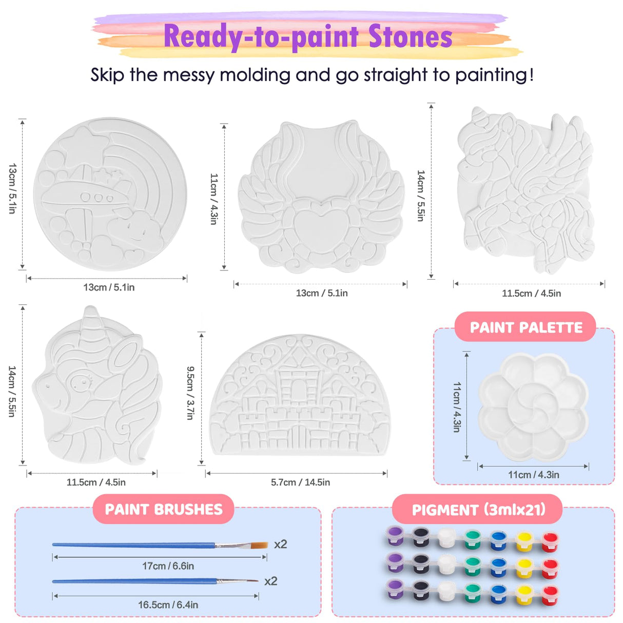 IFLOVE Paint Your Own Stepping Stones for Kids Craft Kits,Arts and Crafts for Kids Ages 4-8,5 Pack Painting Crafts for Girls Ages 8-12，Outdoor Toys Art Supplies Toddler Birthday Gift (Unicorn) IFLOVE